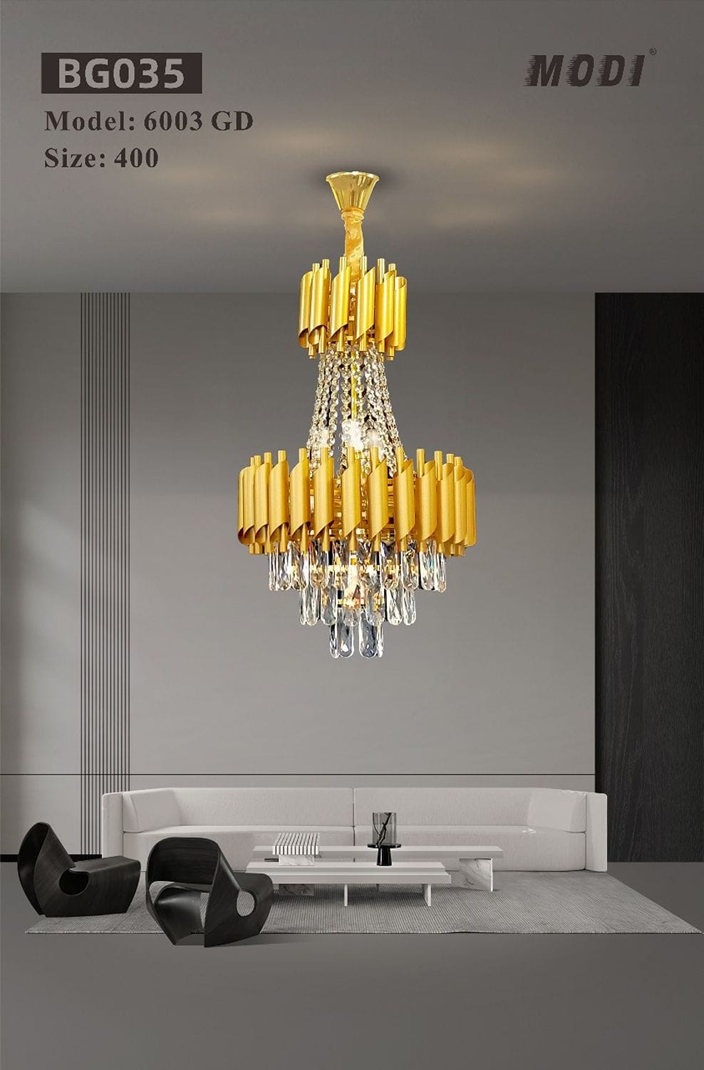 Modern Crystal chandelier Gold Lights - Image 3