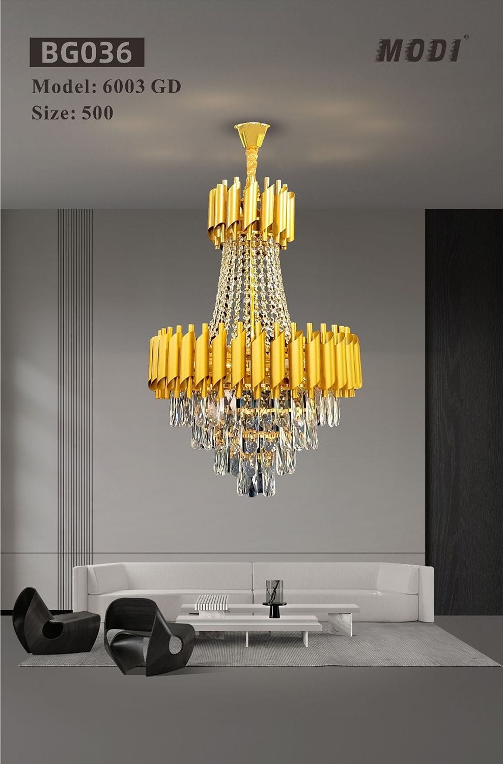Modern Crystal chandelier Gold Lights - Image 4
