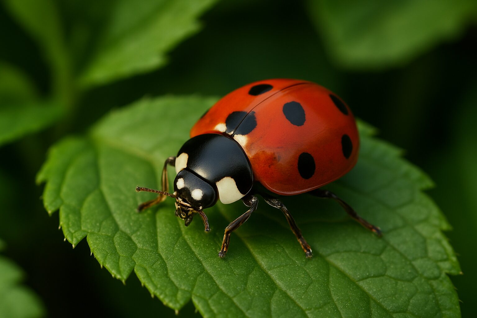 Ladybugs on a plant leaf for pest control
