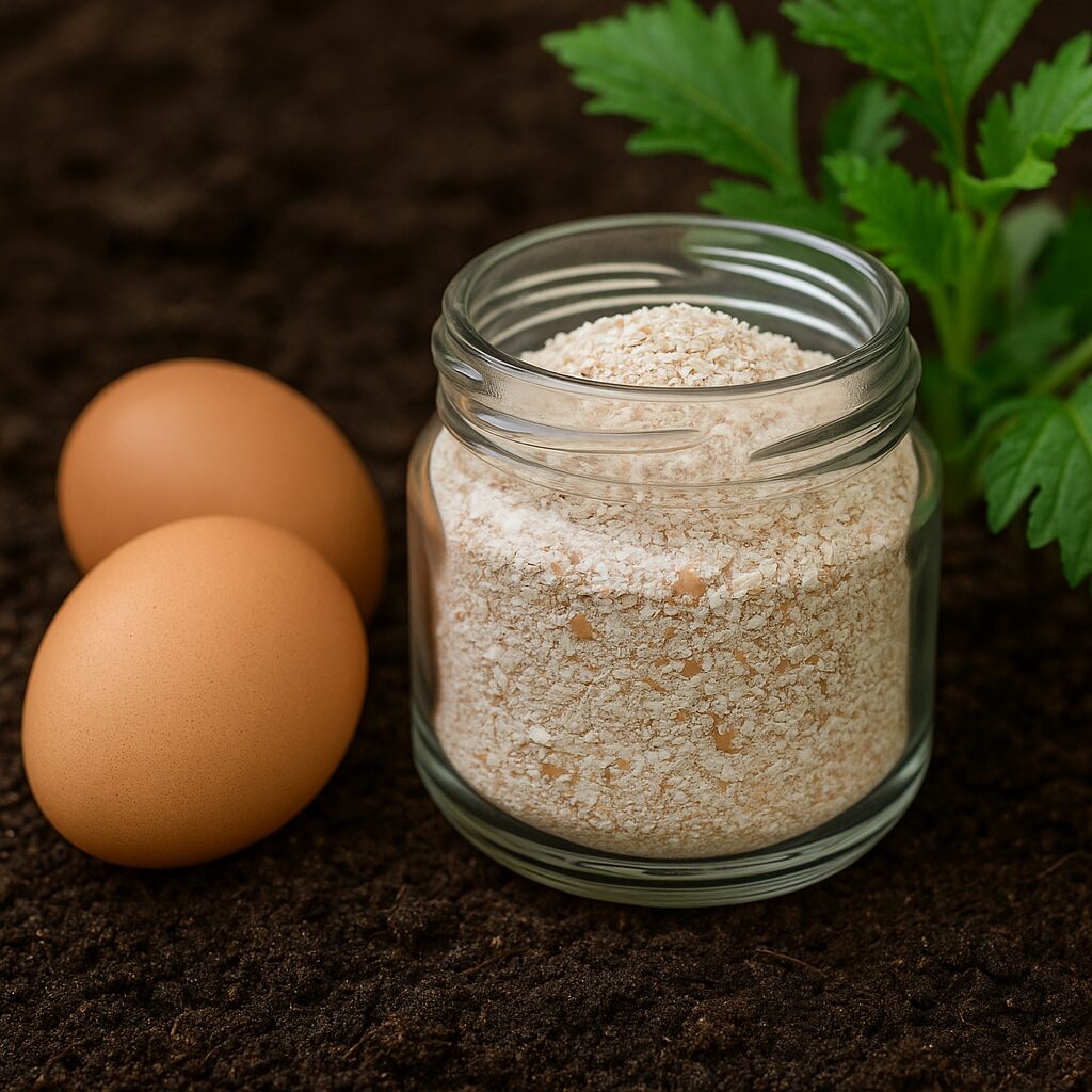 Crushed eggshell fertilizer