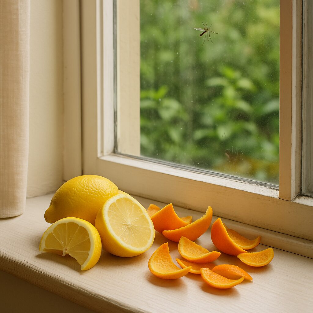 Fresh citrus peels used to repel ants and mosquitoes naturally