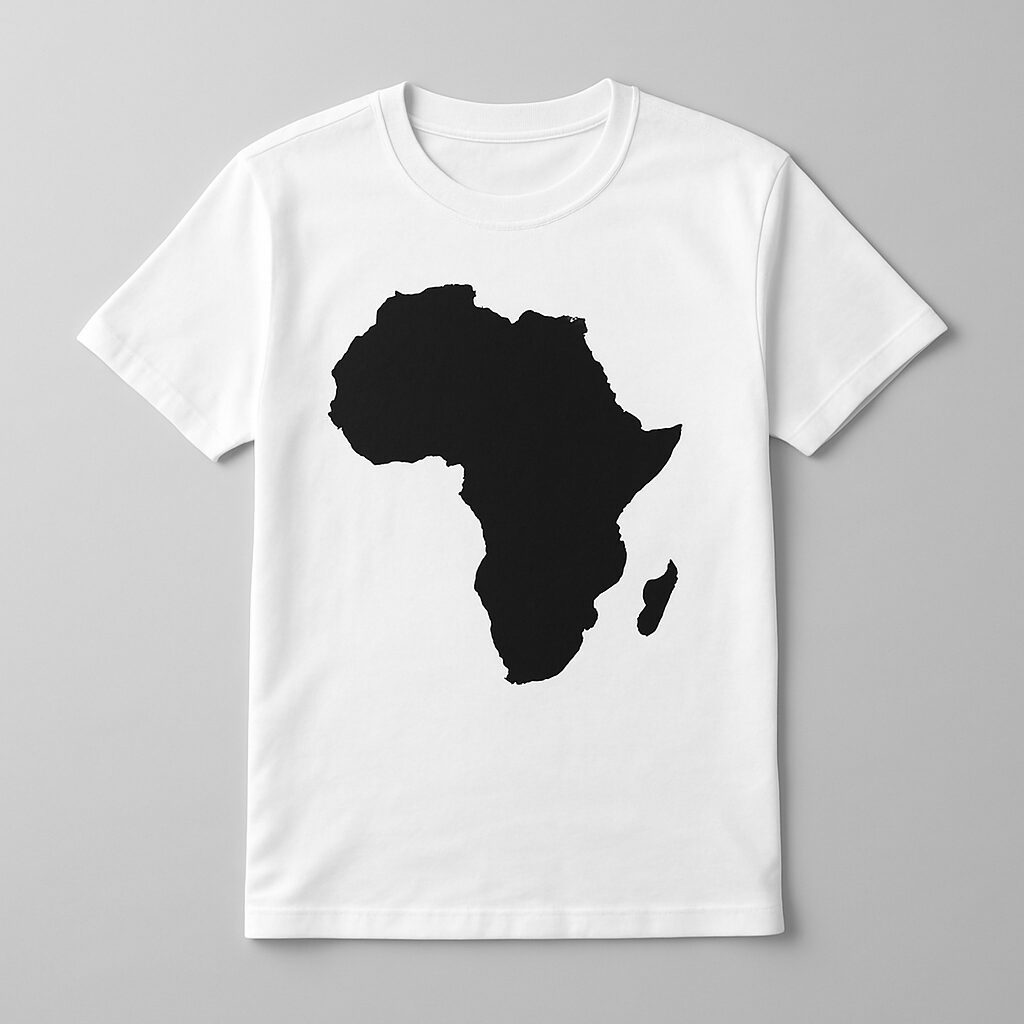 White T-Shirt with Black Africa Map